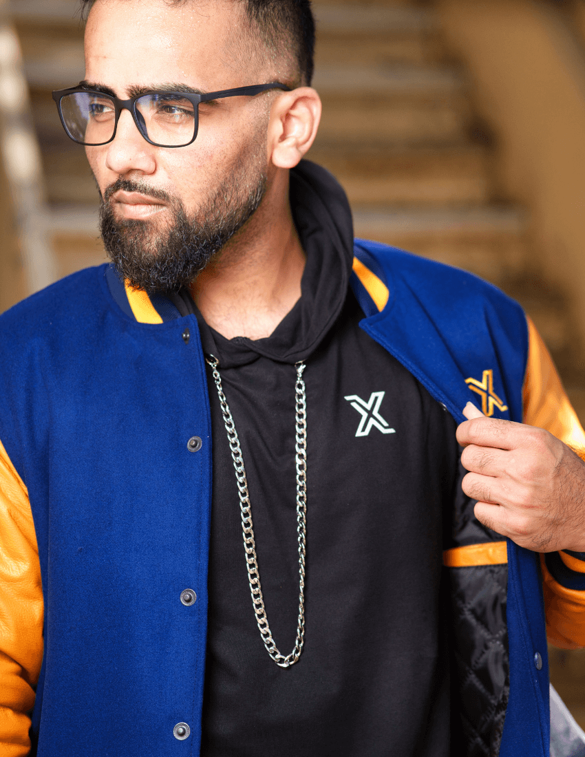 Xtring Family Men's Kanfedence (Confidence) Varsity Jacket in Royal Blue - LIMITED EDITION