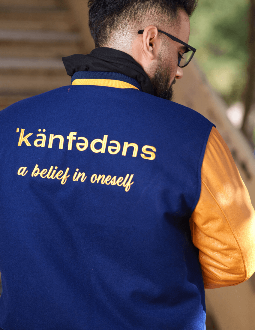 Xtring Family Men's Kanfedence (Confidence) Varsity Jacket in Royal Blue - LIMITED EDITION